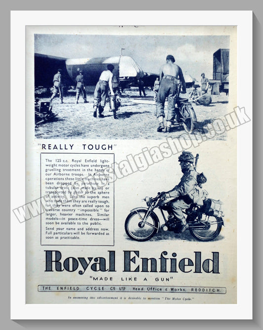 Royal Enfield Motorcycles. Wartime Service. Original Advert 1945 (ref AD57022)