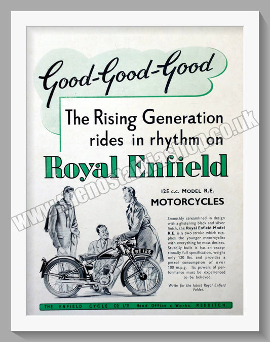Royal Enfield Motorcycles. 125cc Model R.E. Original Advert 1946 (ref AD57056)