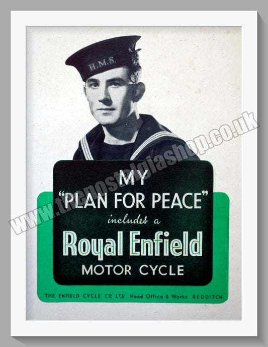 Royal Enfield Motorcycles. My Plan For Peace..... Original Advert 1942 (ref AD57069)