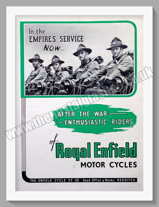 Royal Enfield Motorcycles. In The Empire's Service Now... Original Advert 1942 (ref AD57073)