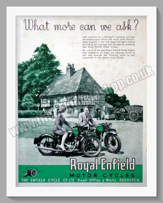 Royal Enfield Motorcycles. What More Can We Ask? Original Advert 1941 (ref AD57076)