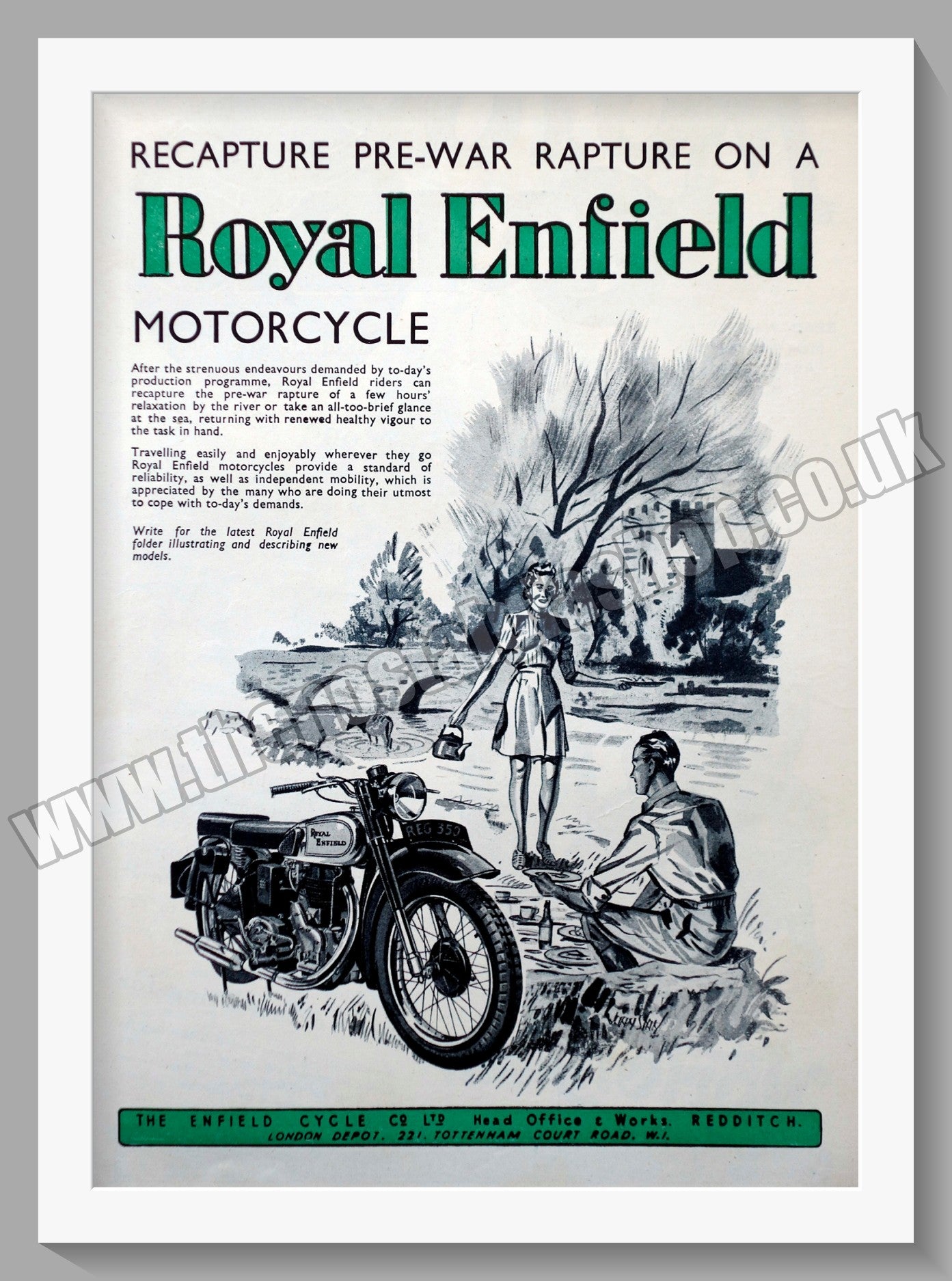 Royal Enfield Motorcycles. Recapture Pre-war Rapture. Original Advert 1947 (ref AD57080)