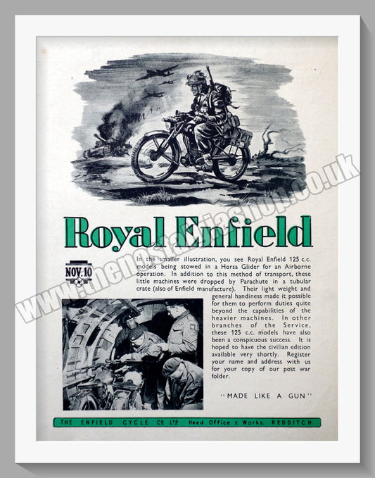 Royal Enfield Motorcycles. Made Like A Gun. Original Advert 1945 (ref AD57089)