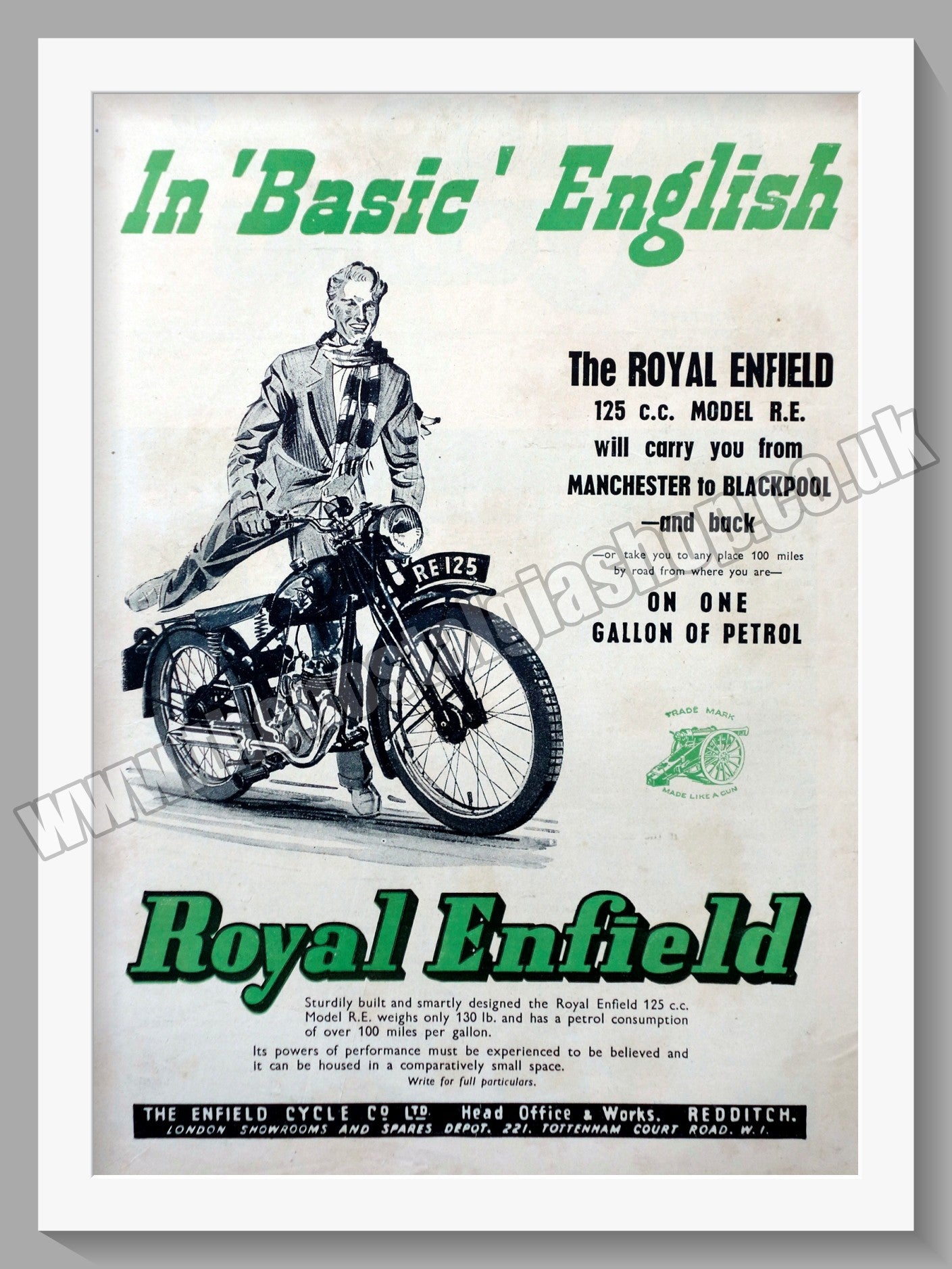 Royal Enfield Motorcycles 125cc Economy. Original Advert 1948 (ref AD57093)