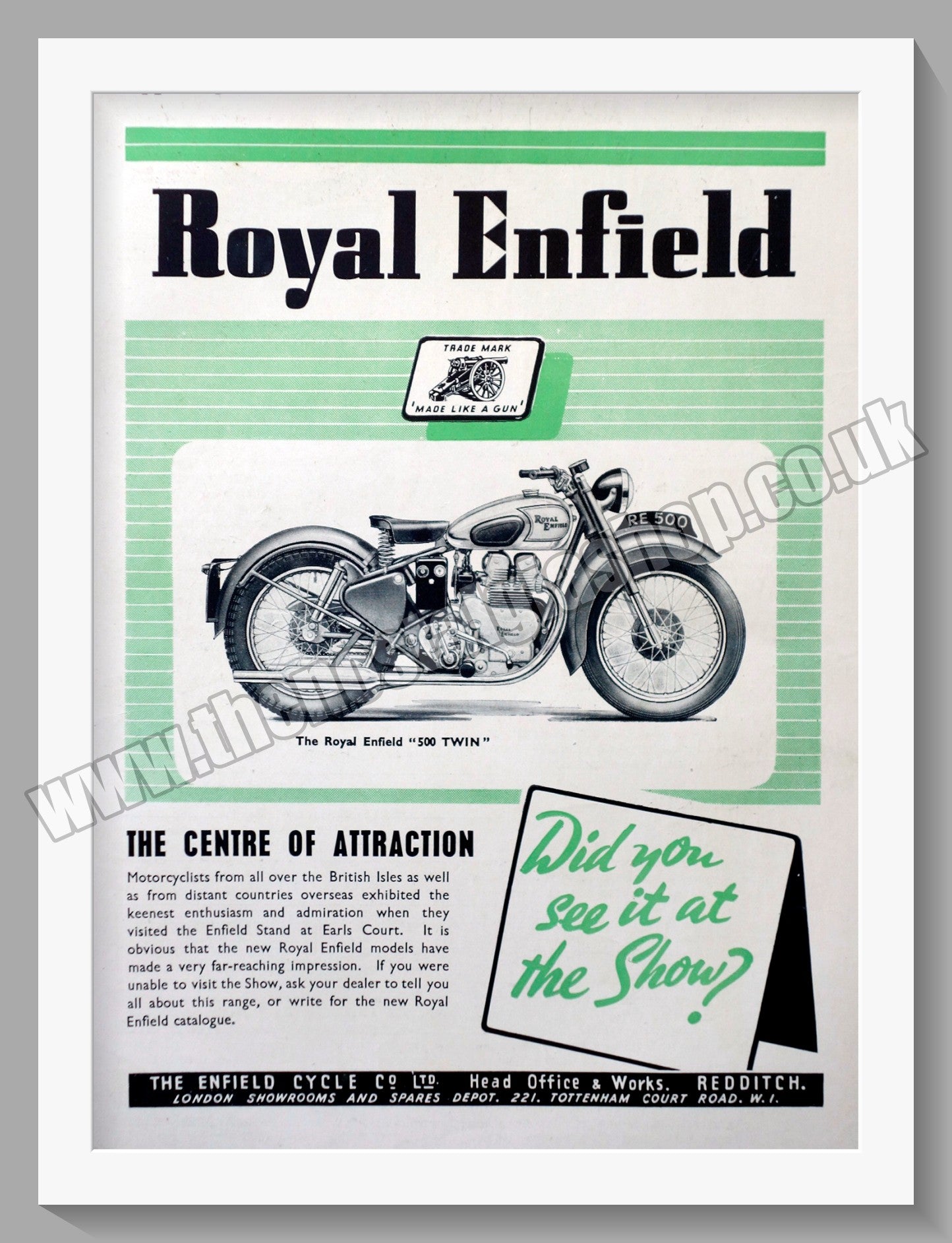 Royal Enfield Motorcycles 500 Twin. Original Advert 1948 (ref AD57099)