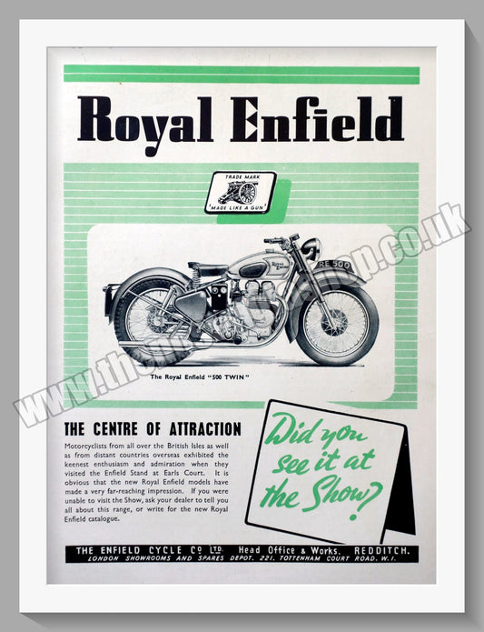 Royal Enfield Motorcycles 500 Twin. Original Advert 1948 (ref AD57099)