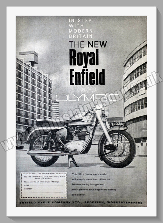 Royal Enfield Olympic Motorcycle. Original Advert 1964 (ref AD333)