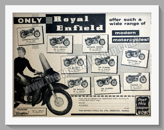 Royal Enfield Motorcycles. Original Advert 1958 (ref AD57158)