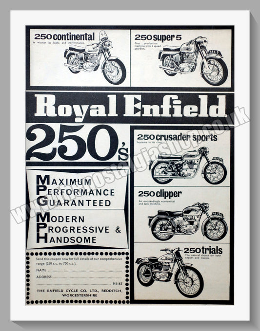 Royal Enfield 250cc Motorcycles. Original Advert 1963 (ref AD57159)