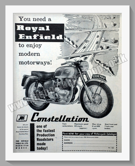 Royal Enfield 700cc Constellation Motorcycle. Original Advert 1961 (ref AD57170)