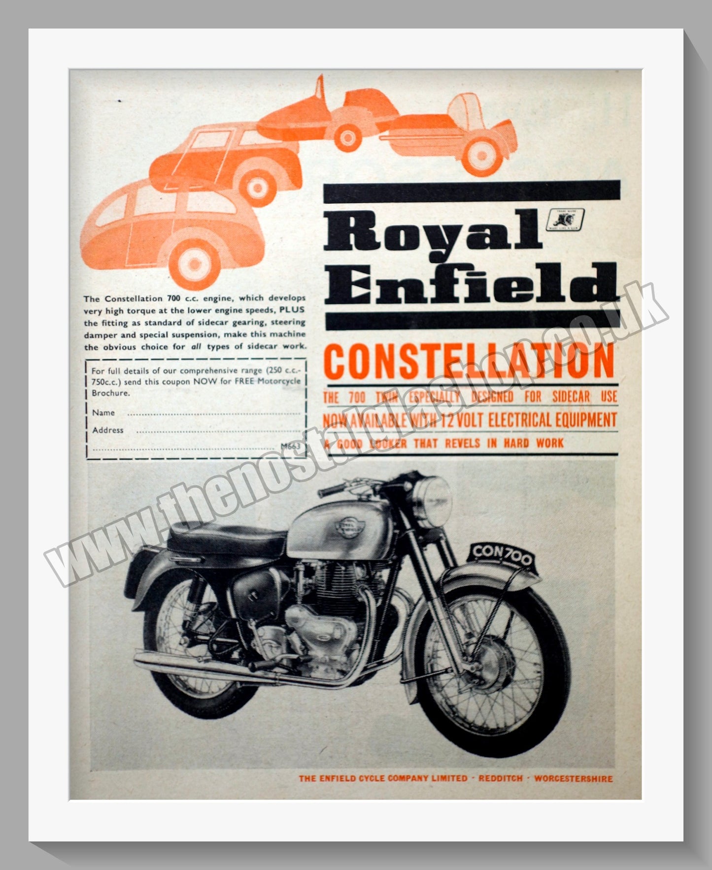 Royal Enfield 700cc Constellation Motorcycle. Original Advert 1963 (ref AD57172)