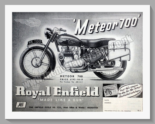 Royal Enfield Meteor 700 Motorcycle. Original Advert 1953 (ref AD57178)