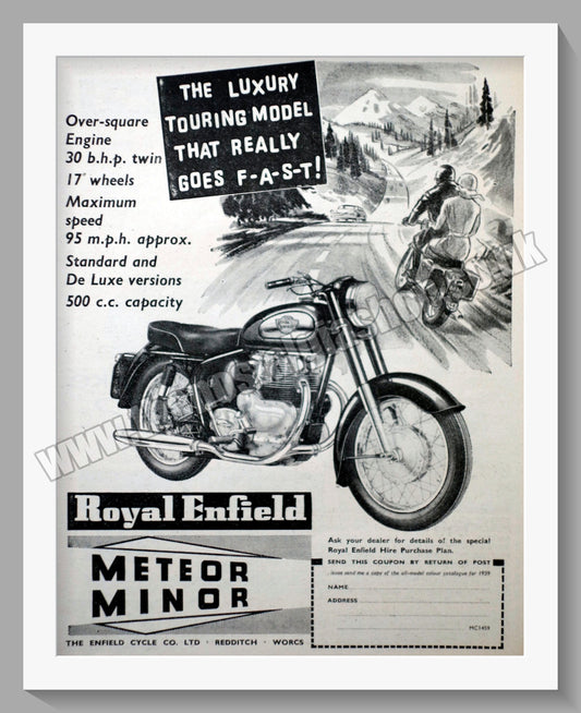 Royal Enfield Meteor Minor 500cc Motorcycle. Original Advert 1959 (ref AD57185)