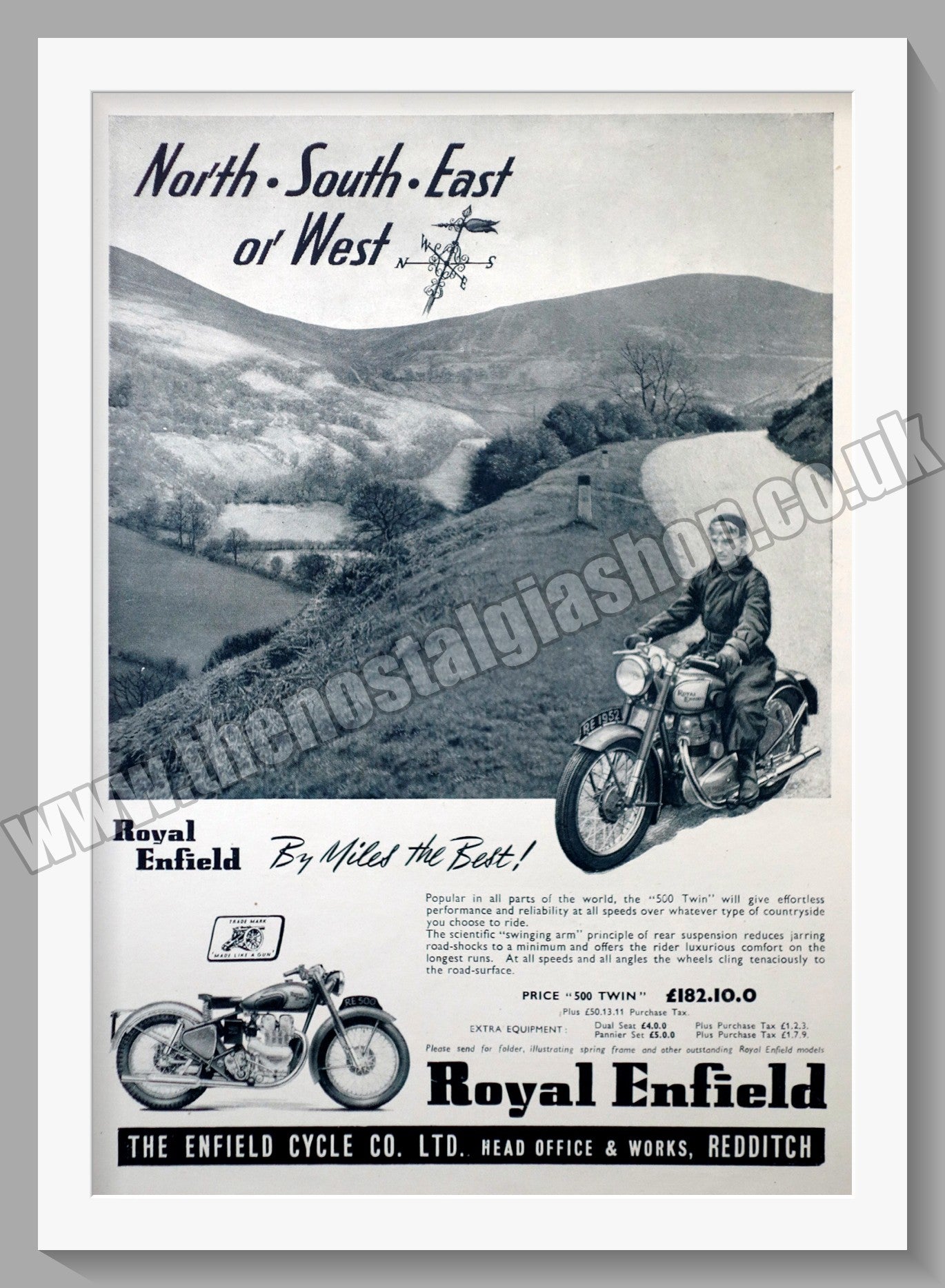 Royal Enfield 500 Twin Motorcycle. Original Advert 1952 (ref AD57257)