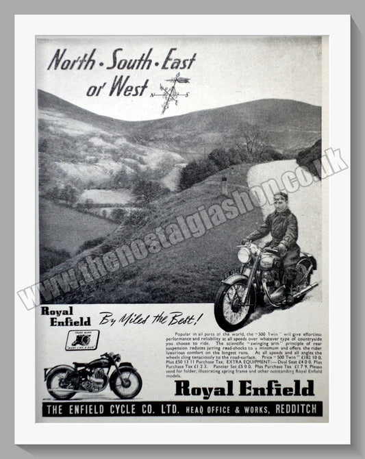 Royal Enfield 500 Twin Motorcycle. Original Advert 1952 (ref AD57258)
