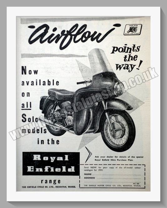 Royal Enfield Airflow Motorcycle. Original Advert 1959 (ref AD57472)