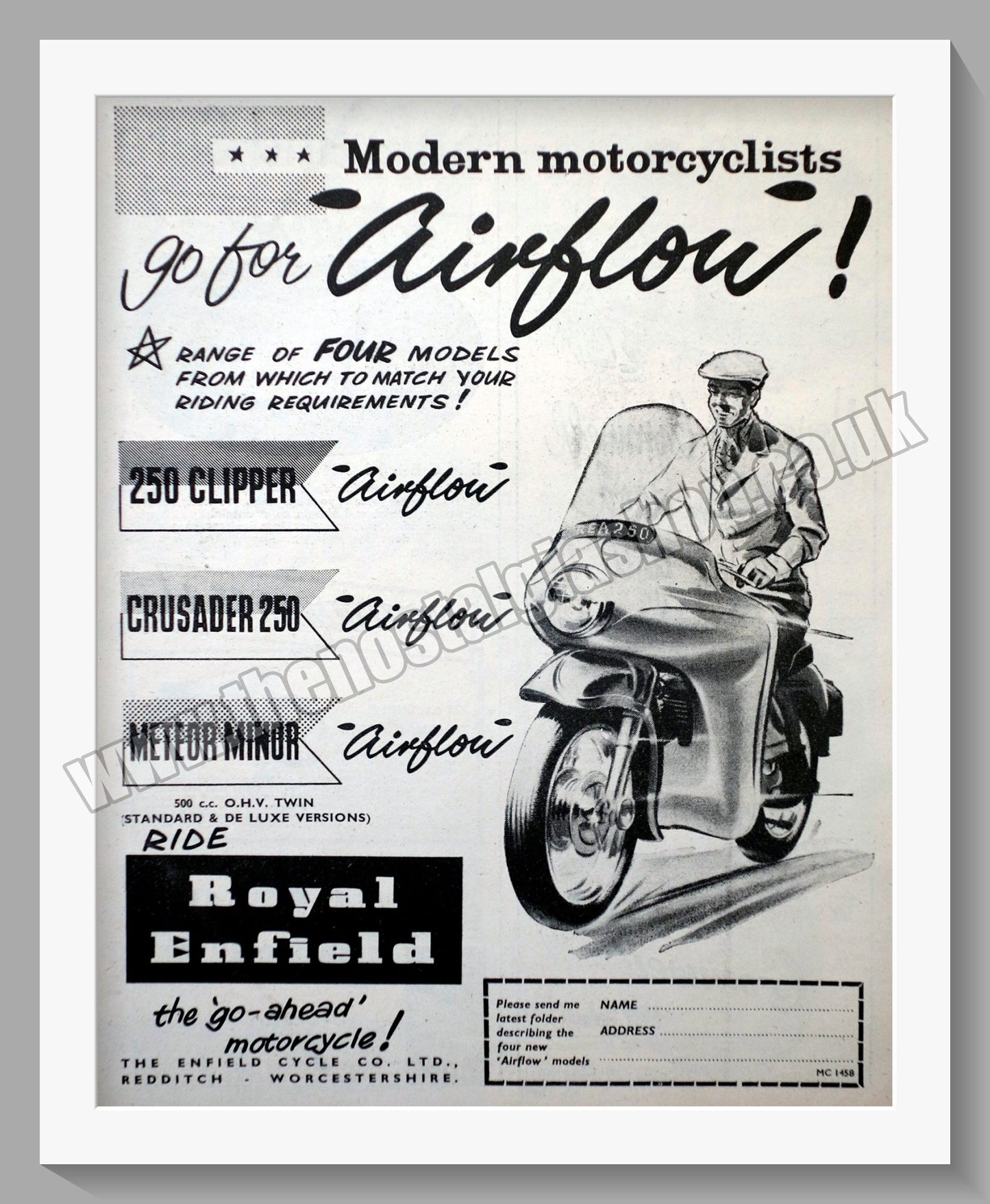 Royal Enfield Airflow Motorcycle. Original Advert 1958 (ref AD57473)