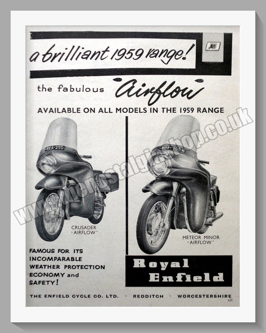 Royal Enfield Airflow Motorcycle. Original Advert 1958 (ref AD57480)