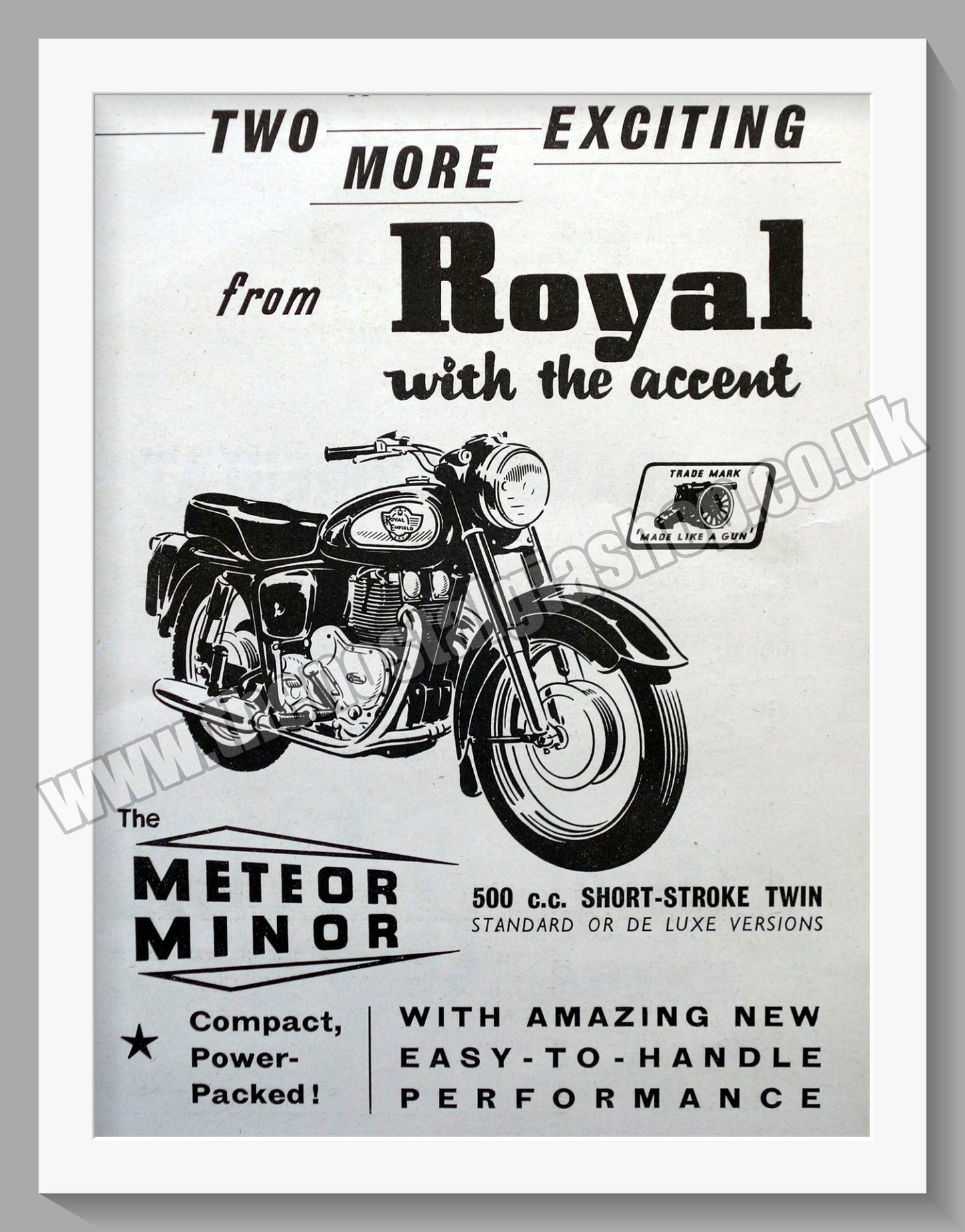 Royal Enfield Meteor Minor 500cc & 700cc Motorcycle. Original Double Advert 1958 (ref AD57487)