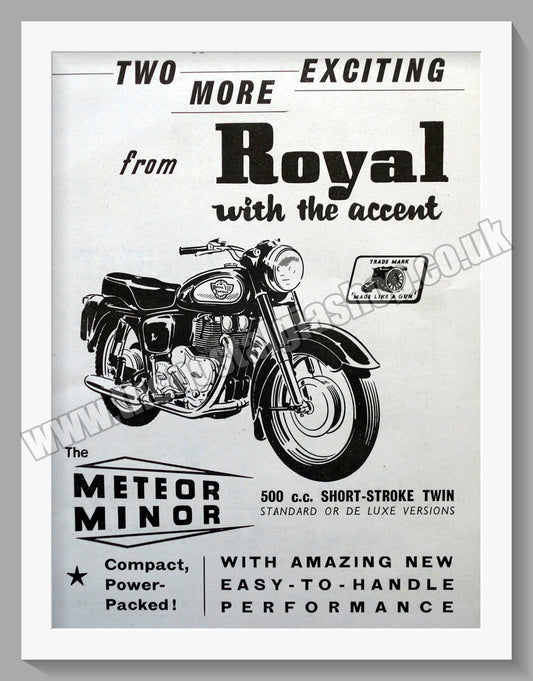 Royal Enfield Meteor Minor 500cc & 700cc Motorcycle. Original Double Advert 1958 (ref AD57487)