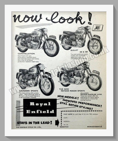 Royal Enfield Motorcycle Range. Original Double Advert 1959 (ref AD57488)