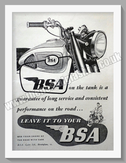 BSA Motorcycle. Original Advert 1947 (ref AD57122)