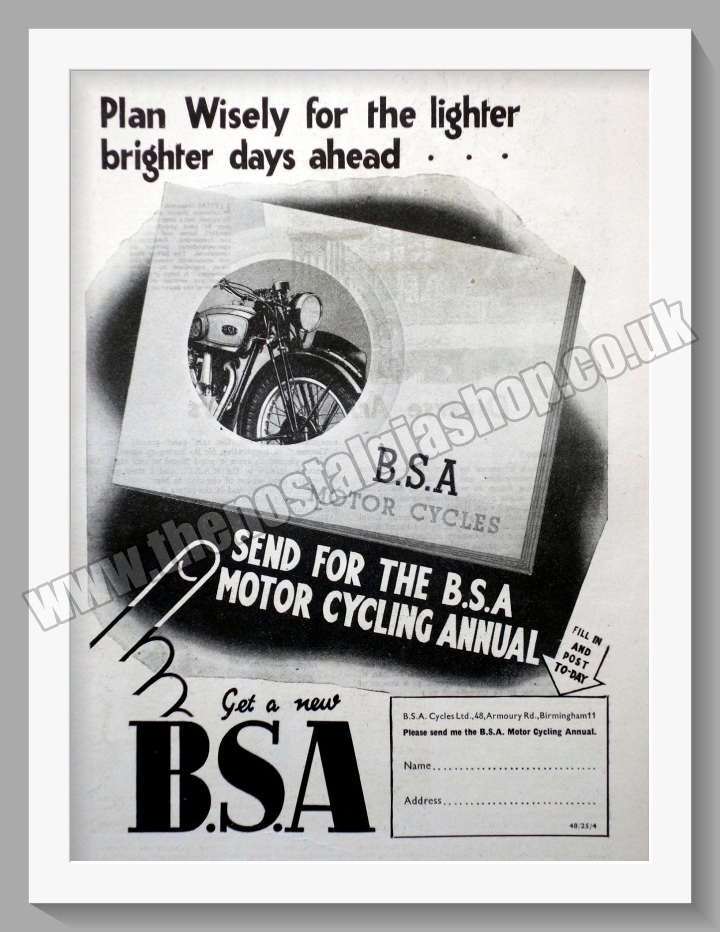BSA Motorcycle Annual. Original Advert 1940 (ref AD57127)