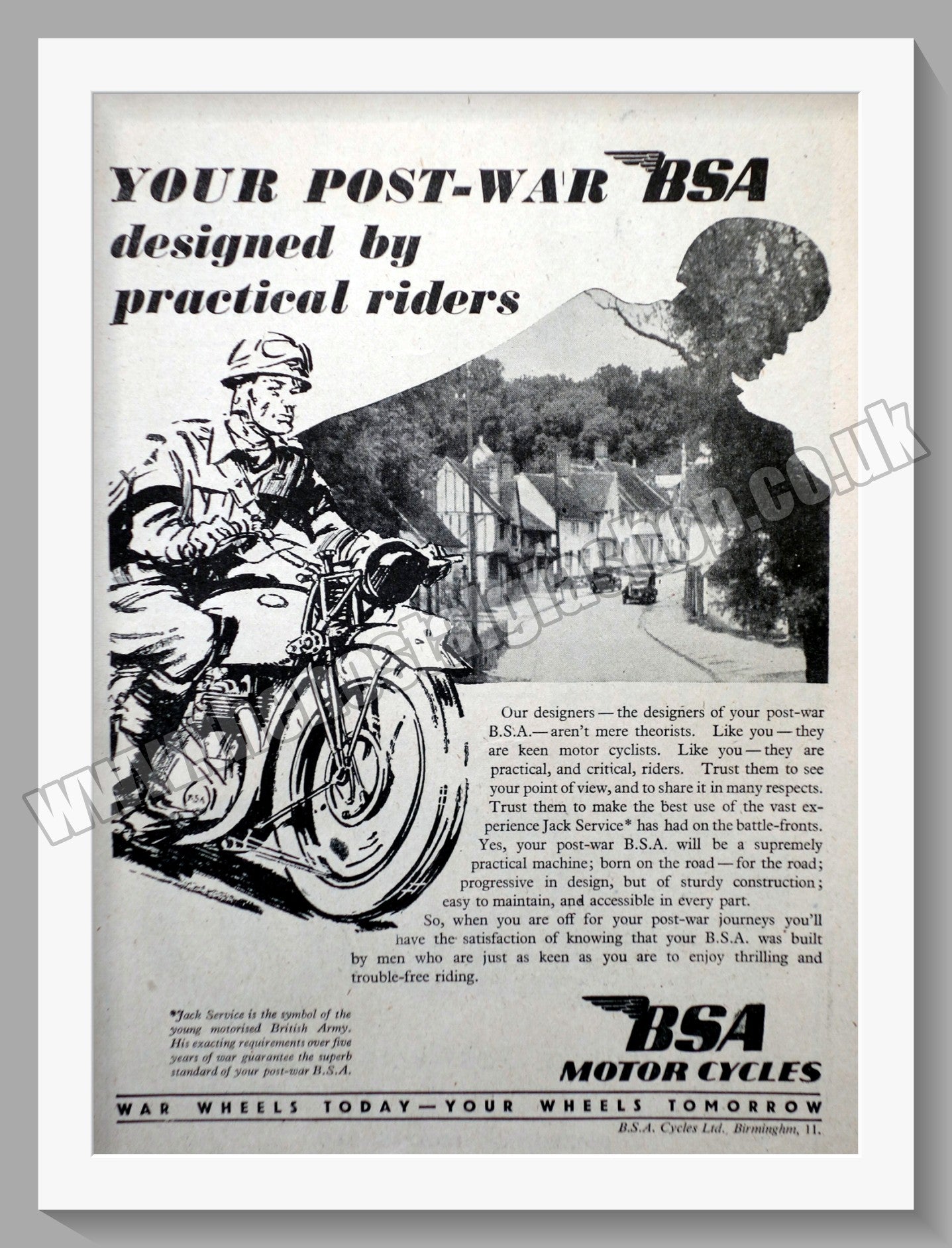 BSA Motorcycle. Original Advert 1945 (ref AD57137)