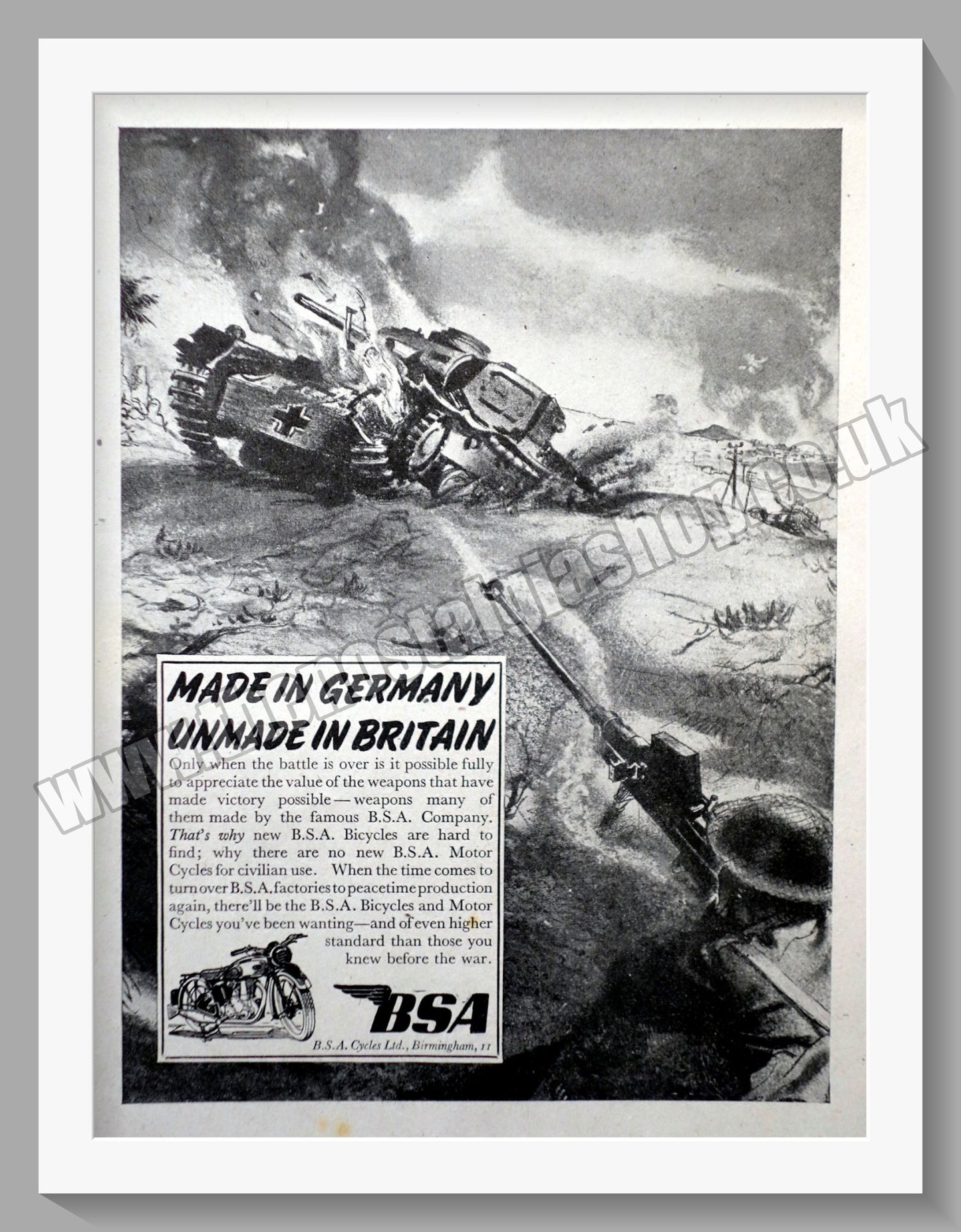 BSA Motorcycle. Original Advert 1943 (ref AD57140)