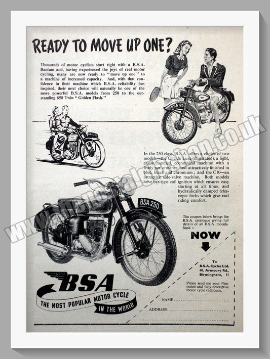 BSA 250 Motorcycles. Original Advert 1951 (ref AD57144)
