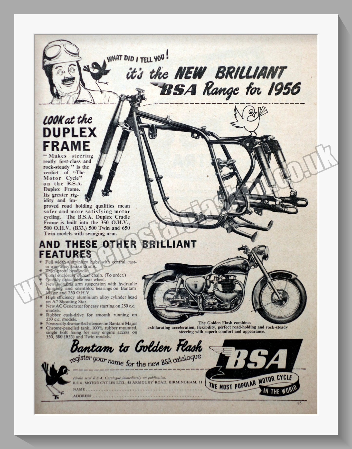 BSA Motorcycle Frame Work. Original Advert 1955 (ref AD57146)