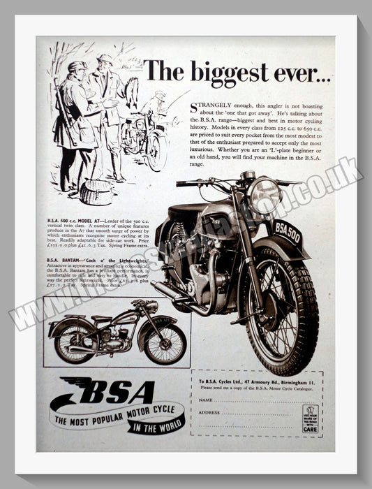 BSA 500 Motorcycle. Original Advert 1951 (ref AD57190)