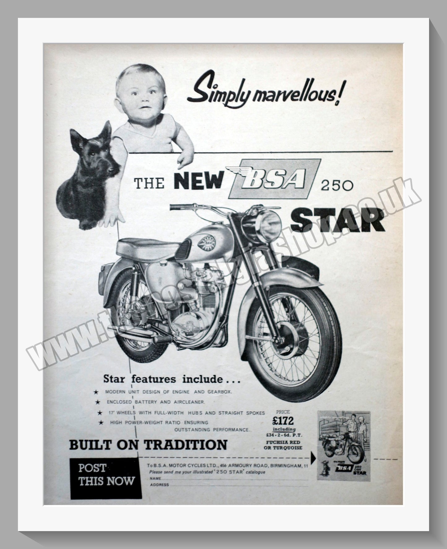 BSA 250 Star Motorcycle. Original Advert 1959 (ref AD57193)