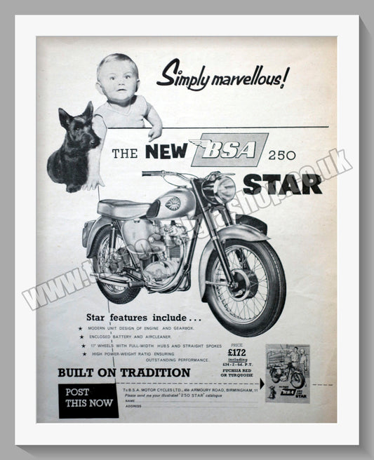 BSA 250 Star Motorcycle. Original Advert 1959 (ref AD57193)