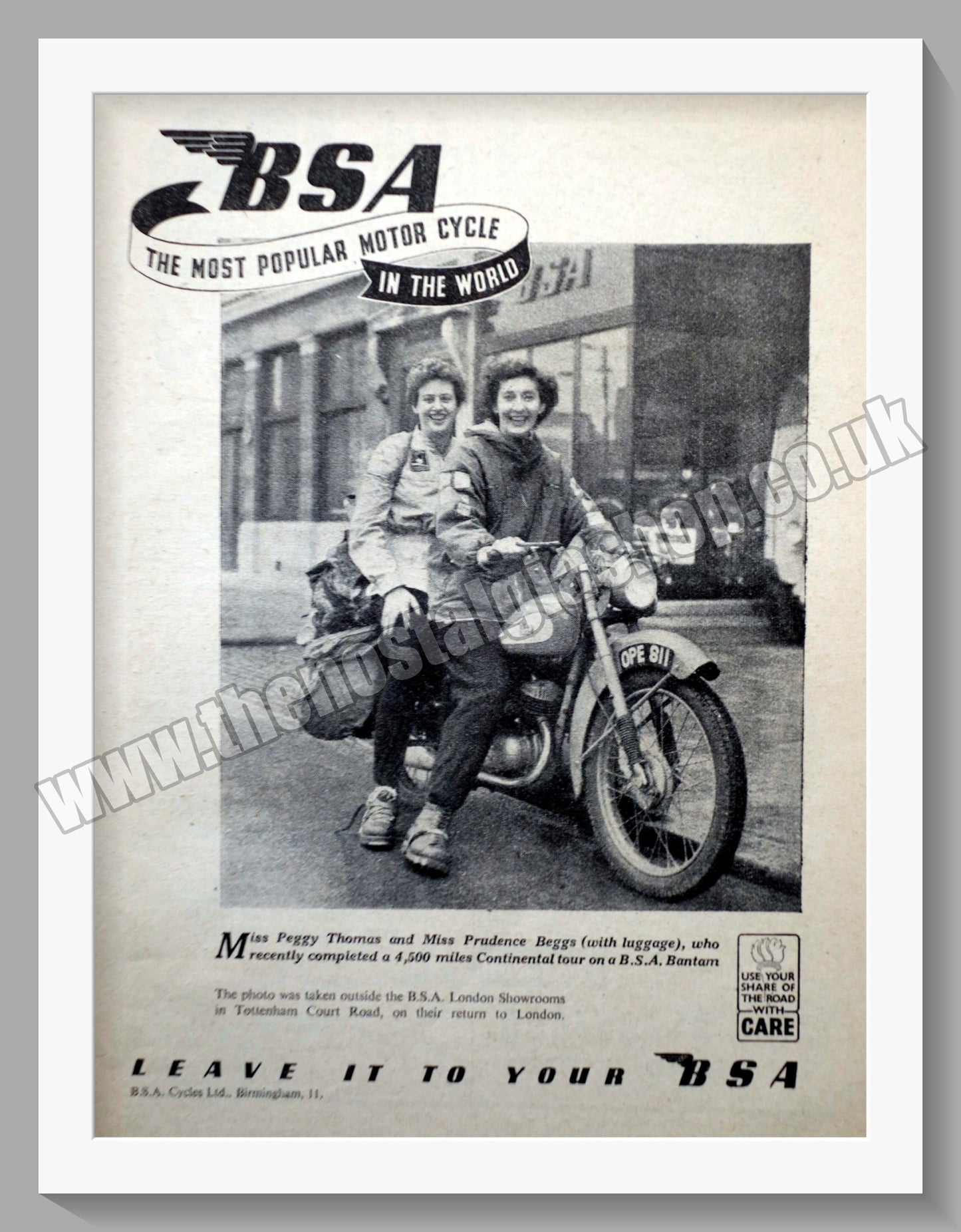 BSA Bantam Motorcycle. Original Advert 1950 (ref AD57194)