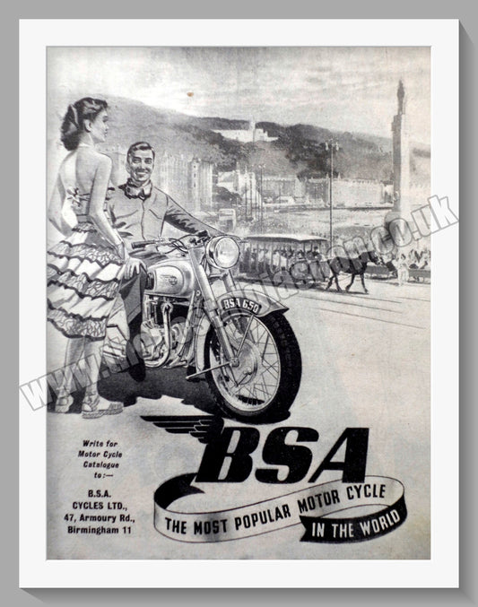 BSA Motorcycle. Original Advert 1952 (ref AD57197)