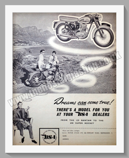 BSA Motorcycle. Original Advert 1962 (ref AD57198)