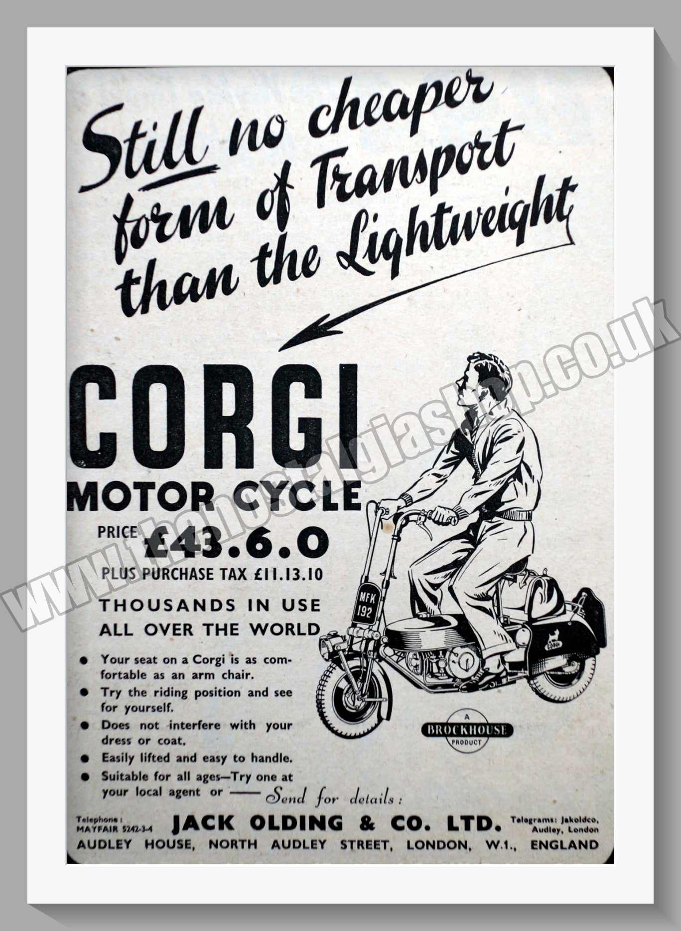 Corgi Motor Cycle. Original Advert 1950 (ref AD57416)