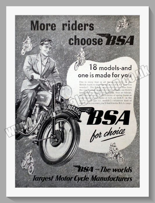 BSA 350 Motorcycle. Original Advert 1950 (ref AD57202)