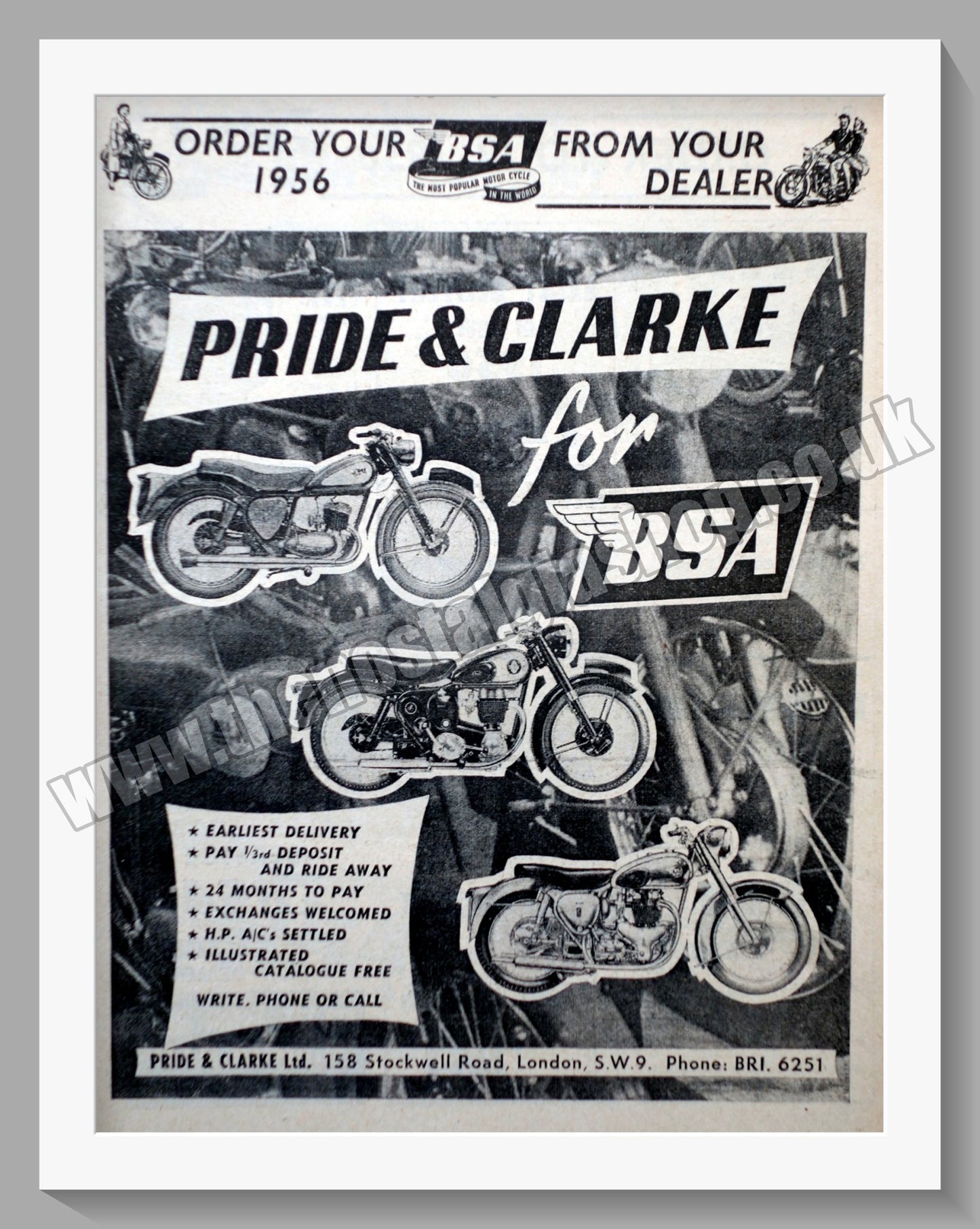 BSA Motorcycle Range. Original Advert 1955 (ref AD57210)
