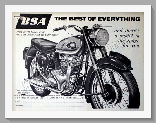 BSA 650 Twin Motorcycle. Original Advert 1959 (ref AD57238)