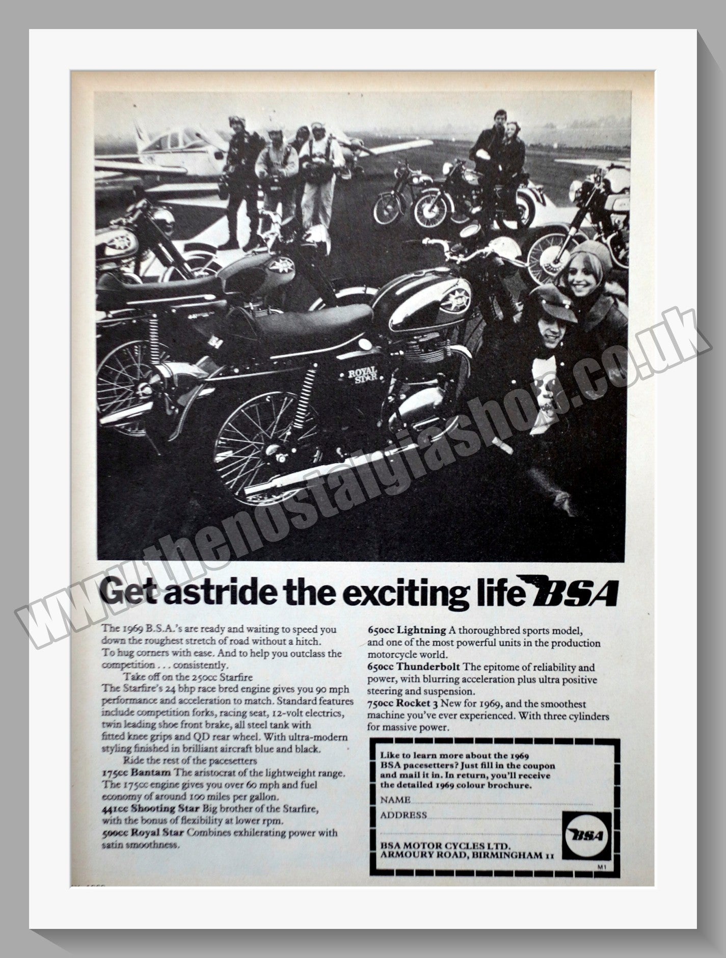 BSA Motorcycle. Original Advert 1969 (ref AD57246)