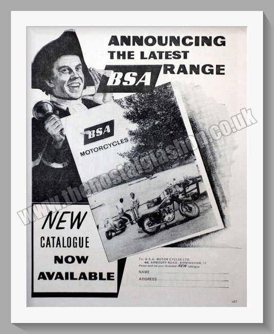 BSA Motorcycle. Original Advert 1959 (ref AD57249)