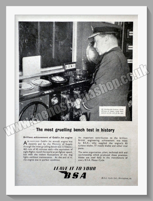 BSA Bench Test. Original Advert 1948 (ref AD57252)