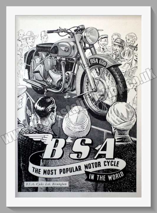 BSA 650 Motorcycle. Original Advert 1951 (ref AD57278)