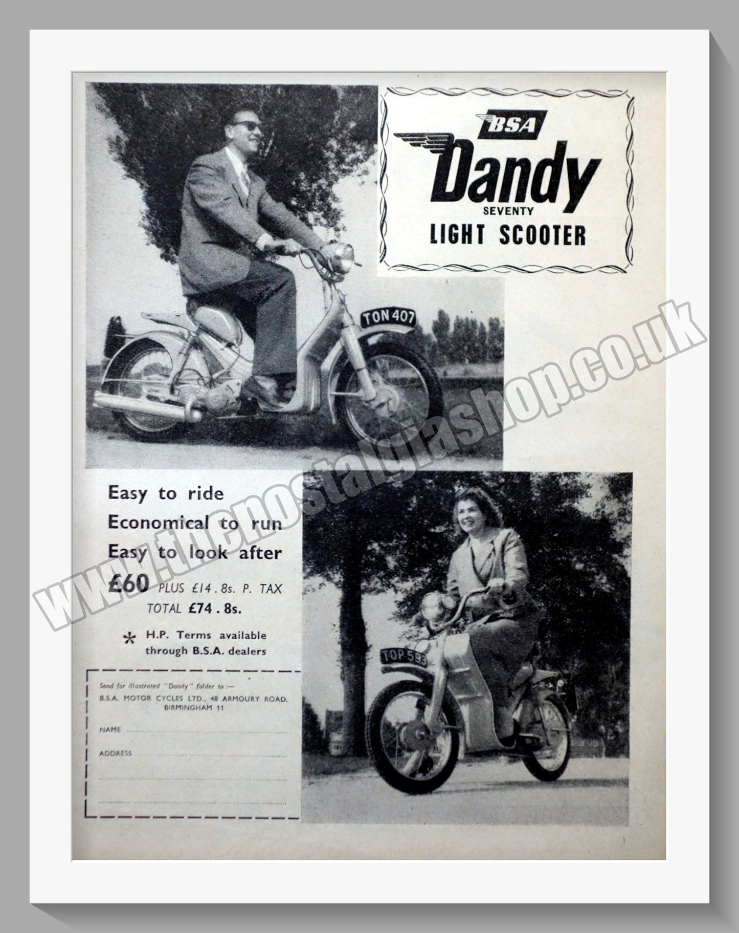 BSA Motorcycle. Original Advert 1956 (ref AD57283)