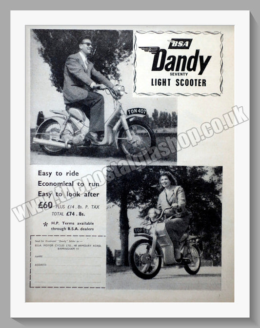 BSA Motorcycle. Original Advert 1956 (ref AD57283)