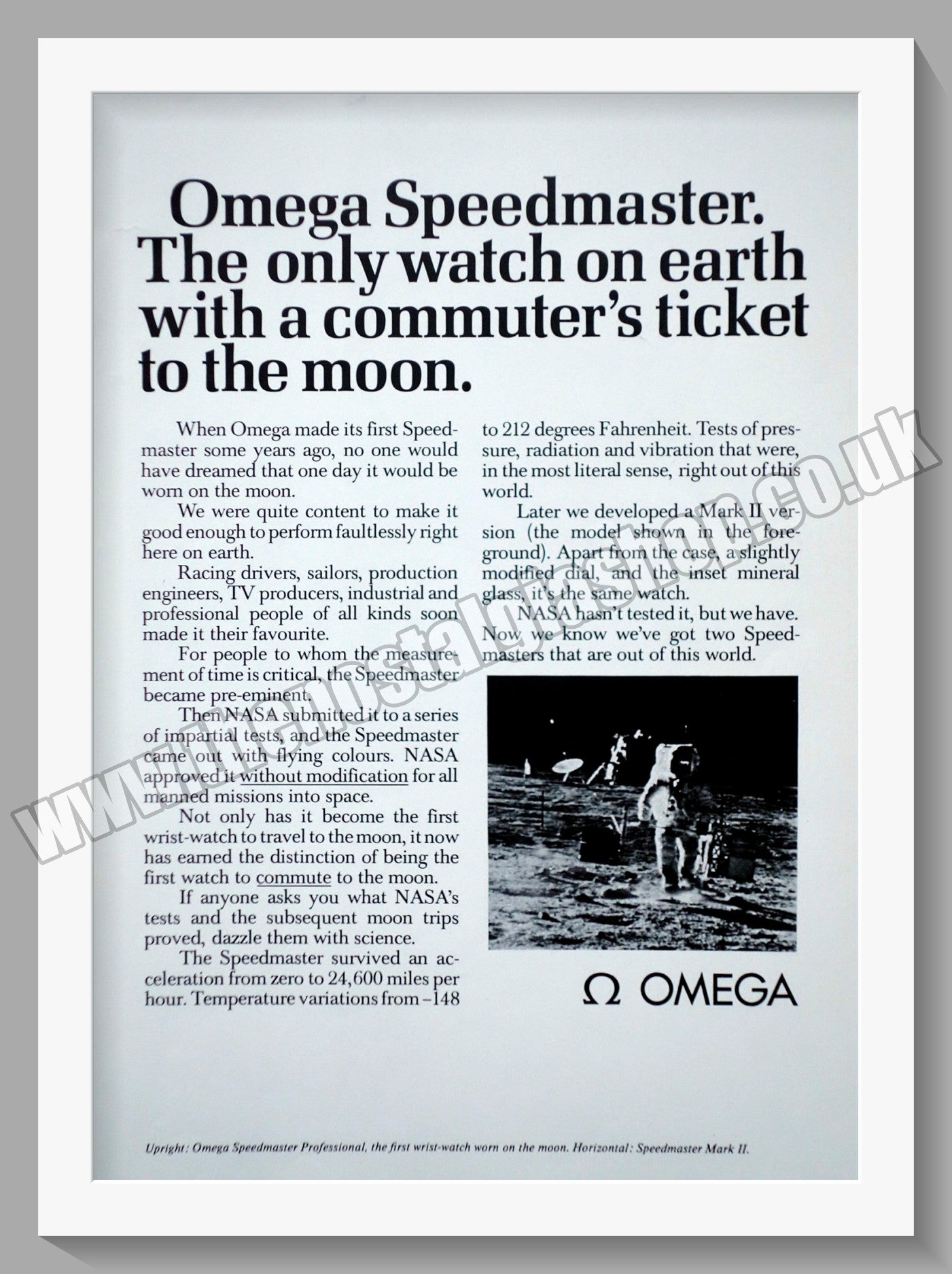 Omega Speedmaster Watches On The Moon. Original Double Advert 1971 (ref AD57233)