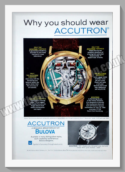 Bulova Accutron Watch. Original Double Advert 1963 (ref AD57235)