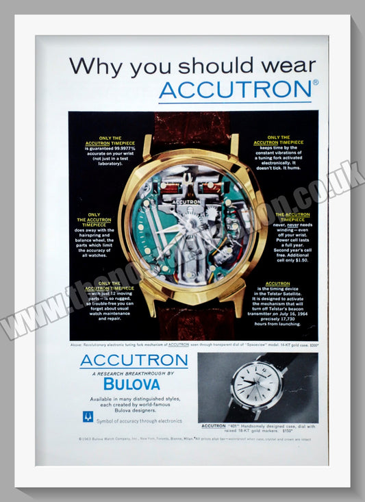 Bulova Accutron Watch. Original Double Advert 1963 (ref AD57235)